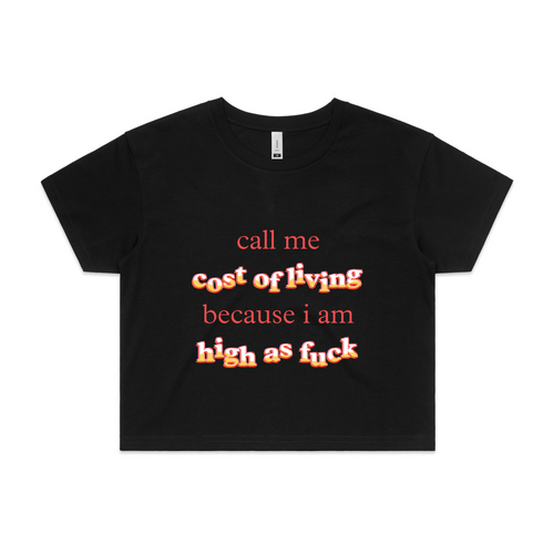 Cost Of Living Tee by Lonely Kids Club. All clothing from our T-shirts to our shorts and hoodies are ethically made, and printed packed and shipped from Sydney.