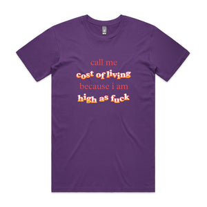 Cost Of Living Tee by Lonely Kids Club. All clothing from our T-shirts to our shorts and hoodies are ethically made, and printed packed and shipped from Sydney.