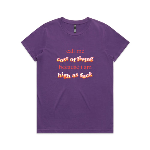 Cost Of Living Tee by Lonely Kids Club. All clothing from our T-shirts to our shorts and hoodies are ethically made, and printed packed and shipped from Sydney.