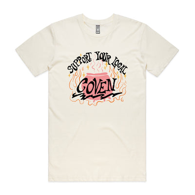 Support Your Local Coven Tee by Lonely Kids Club. All clothing from our T-shirts to our shorts and hoodies are ethically made, and printed packed and shipped from Sydney.