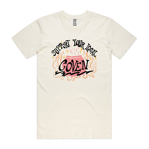 Support Your Local Coven Tee by Lonely Kids Club. All clothing from our T-shirts to our shorts and hoodies are ethically made, and printed packed and shipped from Sydney.