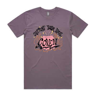 Support Your Local Coven Tee by Lonely Kids Club. All clothing from our T-shirts to our shorts and hoodies are ethically made, and printed packed and shipped from Sydney.