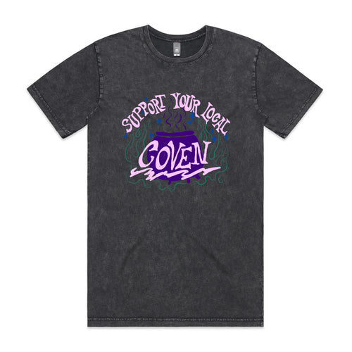 Support Your Local Coven Tee by Lonely Kids Club. All clothing from our T-shirts to our shorts and hoodies are ethically made, and printed packed and shipped from Sydney.