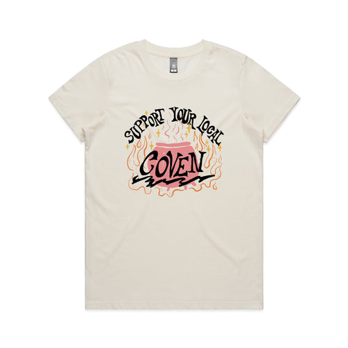 Support Your Local Coven Tee by Lonely Kids Club. All clothing from our T-shirts to our shorts and hoodies are ethically made, and printed packed and shipped from Sydney.