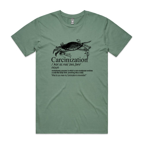 Carcinization Tee by Lonely Kids Club. All clothing from our T-shirts to our shorts and hoodies are ethically made, and printed packed and shipped from Sydney.