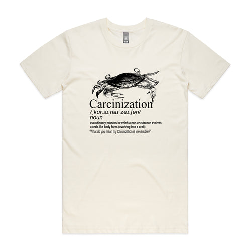 Carcinization Tee by Lonely Kids Club. All clothing from our T-shirts to our shorts and hoodies are ethically made, and printed packed and shipped from Sydney.