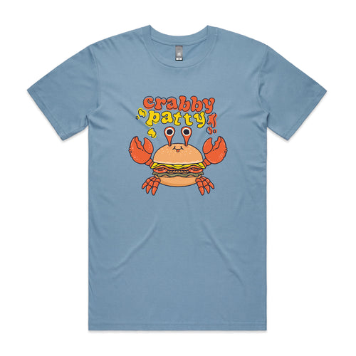 Crabby Patty Tee by Lonely Kids Club. All clothing from our T-shirts to our shorts and hoodies are ethically made, and printed packed and shipped from Sydney.