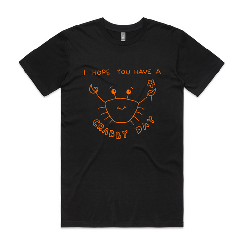 Crabby Day Tee by Lonely Kids Club. All clothing from our T-shirts to our shorts and hoodies are ethically made, and printed packed and shipped from Sydney.