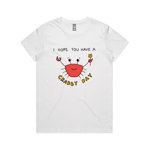 Crabby Day Tee by Lonely Kids Club. All clothing from our T-shirts to our shorts and hoodies are ethically made, and printed packed and shipped from Sydney.