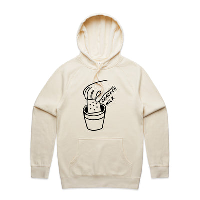 CrackerMilk Logo Hoodie by Lonely Kids Club. All clothing from our T-shirts to our shorts and hoodies are ethically made, and printed packed and shipped from Sydney.
