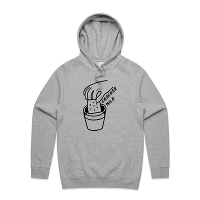 CrackerMilk Logo Hoodie by Lonely Kids Club. All clothing from our T-shirts to our shorts and hoodies are ethically made, and printed packed and shipped from Sydney.