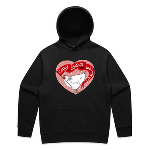 Crazy Chicken Lady Hoodie by Lonely Kids Club. All clothing from our T-shirts to our shorts and hoodies are ethically made, and printed packed and shipped from Sydney.