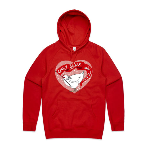 Crazy Chicken Lady Hoodie by Lonely Kids Club. All clothing from our T-shirts to our shorts and hoodies are ethically made, and printed packed and shipped from Sydney.