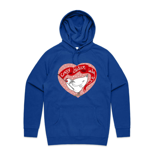 Crazy Chicken Lady Hoodie by Lonely Kids Club. All clothing from our T-shirts to our shorts and hoodies are ethically made, and printed packed and shipped from Sydney.