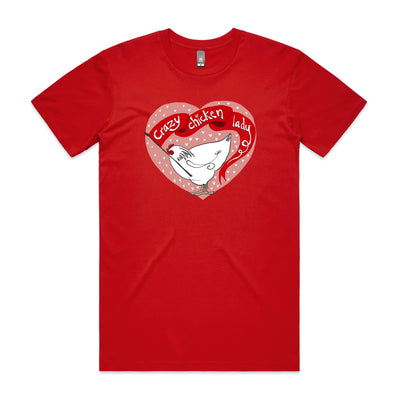 Crazy Chicken Lady Tee by Lonely Kids Club. All clothing from our T-shirts to our shorts and hoodies are ethically made, and printed packed and shipped from Sydney.