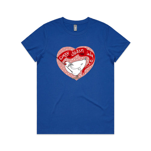 Crazy Chicken Lady Tee by Lonely Kids Club. All clothing from our T-shirts to our shorts and hoodies are ethically made, and printed packed and shipped from Sydney.