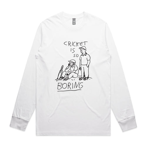 Cricket Is So Boring Tee by Lonely Kids Club. All clothing from our T-shirts to our shorts and hoodies are ethically made, and printed packed and shipped from Sydney.