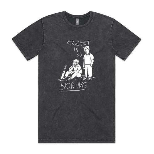 Cricket Is So Boring Tee by Lonely Kids Club. All clothing from our T-shirts to our shorts and hoodies are ethically made, and printed packed and shipped from Sydney.