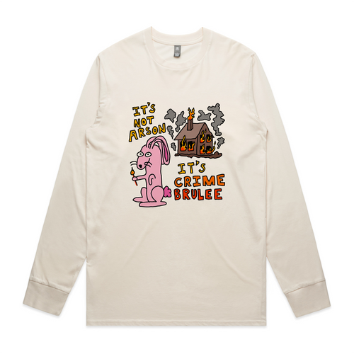 Crime Brulee Tee by Lonely Kids Club. All clothing from our T-shirts to our shorts and hoodies are ethically made, and printed packed and shipped from Sydney.