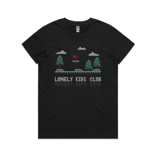 Cross Stitch Tee by Lonely Kids Club. All clothing from our T-shirts to our shorts and hoodies are ethically made, and printed packed and shipped from Sydney.