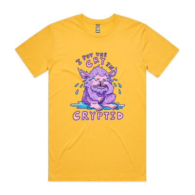 Cry In Cryptid Tee by Lonely Kids Club. All clothing from our T-shirts to our shorts and hoodies are ethically made, and printed packed and shipped from Sydney.