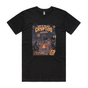 Cryptid Camp Tee by Lonely Kids Club. All clothing from our T-shirts to our shorts and hoodies are ethically made, and printed packed and shipped from Sydney.