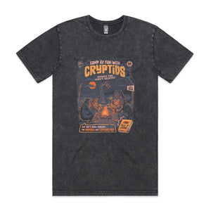 Cryptid Camp Tee by Lonely Kids Club. All clothing from our T-shirts to our shorts and hoodies are ethically made, and printed packed and shipped from Sydney.