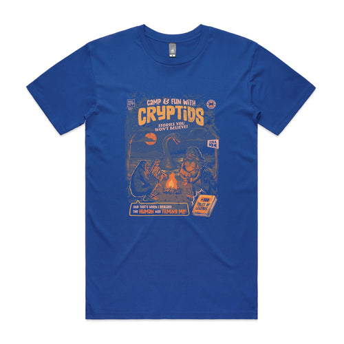 Cryptid Camp Tee by Lonely Kids Club. All clothing from our T-shirts to our shorts and hoodies are ethically made, and printed packed and shipped from Sydney.
