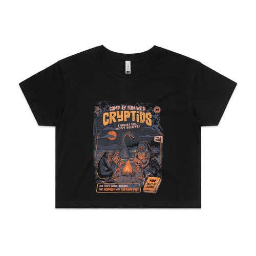 Cryptid Camp Tee by Lonely Kids Club. All clothing from our T-shirts to our shorts and hoodies are ethically made, and printed packed and shipped from Sydney.