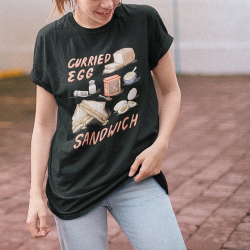 Curried Egg Sandwich Tee by Lonely Kids Club. All clothing from our T-shirts to our shorts and hoodies are ethically made, and printed packed and shipped from Sydney.