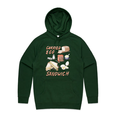 Curried Egg Sandwich Hoodie by Lonely Kids Club. All clothing from our T-shirts to our shorts and hoodies are ethically made, and printed packed and shipped from Sydney.