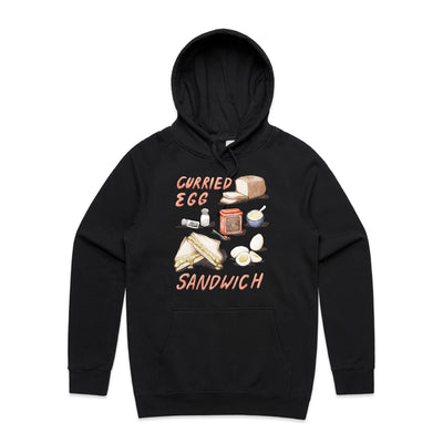 Curried Egg Sandwich Hoodie by Lonely Kids Club. All clothing from our T-shirts to our shorts and hoodies are ethically made, and printed packed and shipped from Sydney.