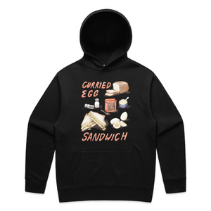 Curried Egg Sandwich Hoodie by Lonely Kids Club. All clothing from our T-shirts to our shorts and hoodies are ethically made, and printed packed and shipped from Sydney.