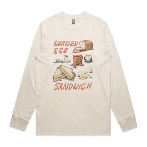 Curried Egg Sandwich Tee by Lonely Kids Club. All clothing from our T-shirts to our shorts and hoodies are ethically made, and printed packed and shipped from Sydney.