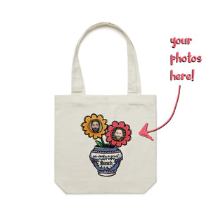 Custom Bouquet Tote by Lonely Kids Club. All clothing from our T-shirts to our shorts and hoodies are ethically made, and printed packed and shipped from Sydney.