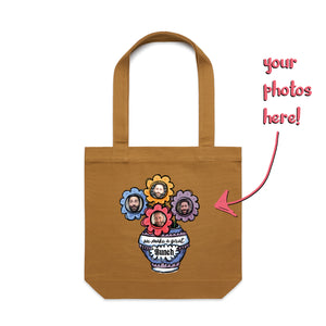 Custom Bouquet Tote by Lonely Kids Club. All clothing from our T-shirts to our shorts and hoodies are ethically made, and printed packed and shipped from Sydney.