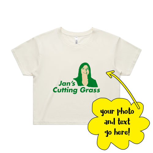 Custom Cutting Grass Tee by Lonely Kids Club. All clothing from our T-shirts to our shorts and hoodies are ethically made, and printed packed and shipped from Sydney.