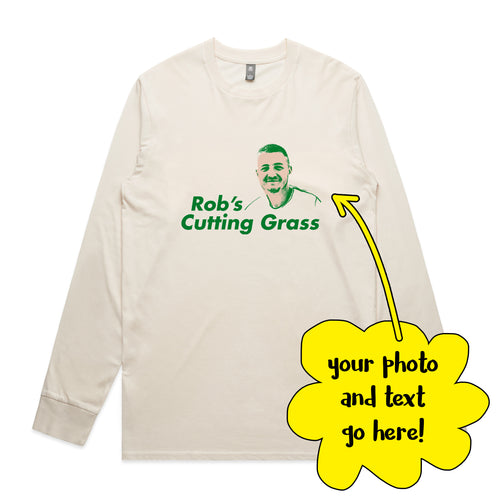 Custom Cutting Grass Tee by Lonely Kids Club. All clothing from our T-shirts to our shorts and hoodies are ethically made, and printed packed and shipped from Sydney.
