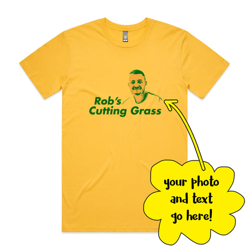 Custom Cutting Grass Tee by Lonely Kids Club. All clothing from our T-shirts to our shorts and hoodies are ethically made, and printed packed and shipped from Sydney.