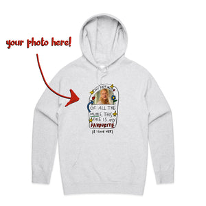 Custom Favourite Mum Hoodie by Lonely Kids Club. All clothing from our T-shirts to our shorts and hoodies are ethically made, and printed packed and shipped from Sydney.