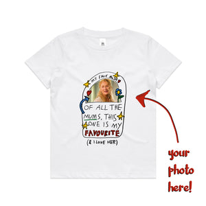 Custom Favourite Mum Kids Tee by Lonely Kids Club. All clothing from our T-shirts to our shorts and hoodies are ethically made, and printed packed and shipped from Sydney.