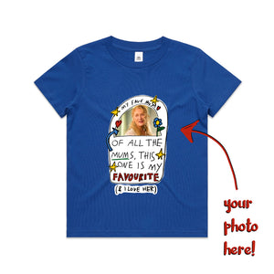Custom Favourite Mum Kids Tee by Lonely Kids Club. All clothing from our T-shirts to our shorts and hoodies are ethically made, and printed packed and shipped from Sydney.