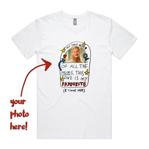 Custom Favourite Mum Tee by Lonely Kids Club. All clothing from our T-shirts to our shorts and hoodies are ethically made, and printed packed and shipped from Sydney.