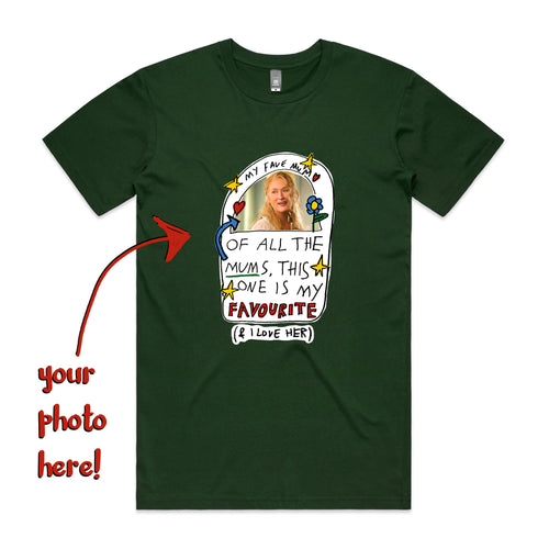 Custom Favourite Mum Tee by Lonely Kids Club. All clothing from our T-shirts to our shorts and hoodies are ethically made, and printed packed and shipped from Sydney.