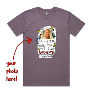 Custom Favourite Mum Tee by Lonely Kids Club. All clothing from our T-shirts to our shorts and hoodies are ethically made, and printed packed and shipped from Sydney.