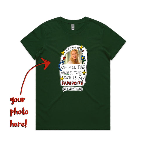 Custom Favourite Mum Tee by Lonely Kids Club. All clothing from our T-shirts to our shorts and hoodies are ethically made, and printed packed and shipped from Sydney.