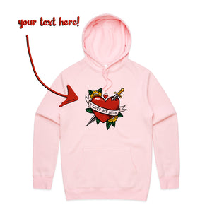 Custom Heart Tattoo Hoodie by Lonely Kids Club. All clothing from our T-shirts to our shorts and hoodies are ethically made, and printed packed and shipped from Sydney.