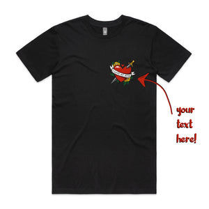 Custom Heart Tattoo Tee by Lonely Kids Club. All clothing from our T-shirts to our shorts and hoodies are ethically made, and printed packed and shipped from Sydney.