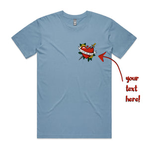 Custom Heart Tattoo Tee by Lonely Kids Club. All clothing from our T-shirts to our shorts and hoodies are ethically made, and printed packed and shipped from Sydney.