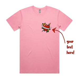 Custom Heart Tattoo Tee by Lonely Kids Club. All clothing from our T-shirts to our shorts and hoodies are ethically made, and printed packed and shipped from Sydney.